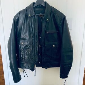 Harley-Davidson Black Leather Bomber Jacket and Vest